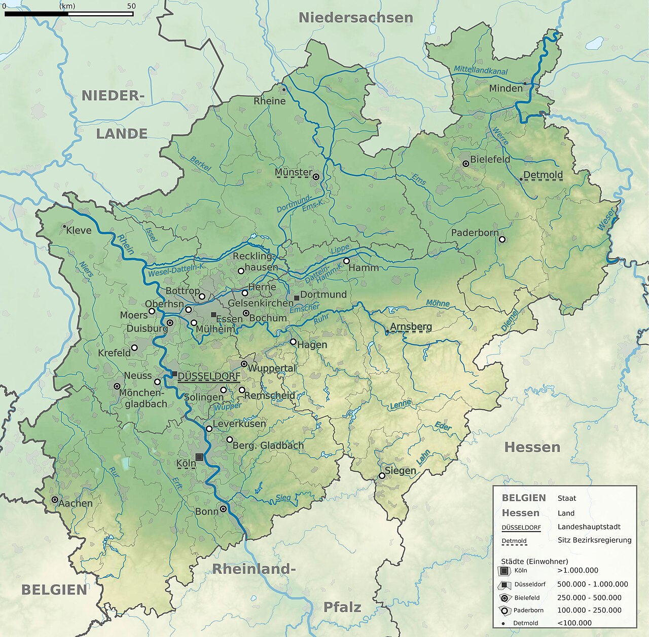 NRW-Landkarte